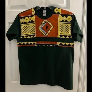 T-shirt accented with Afrocentric fabric